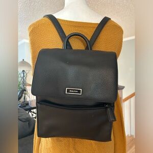 Koltov Mini Backpack Purse Faux‎ Pebbled Leather Black
